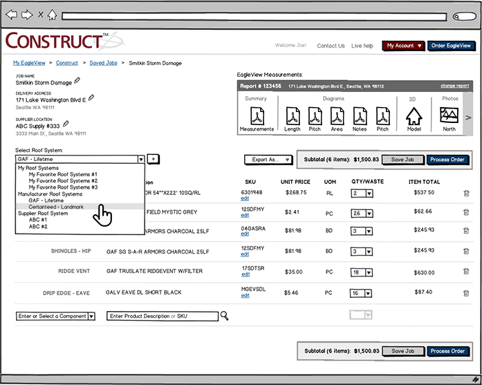 CONSTRUCT wireframes